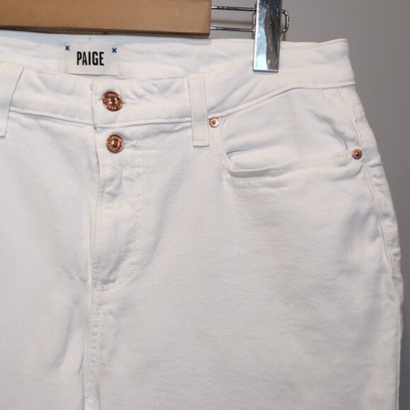 PAIGE Flaunt Bombshell Ankle Skinny Jeans Blanchette White Denim Curvy Fit - Picture 6 of 17